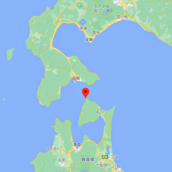 青森県の大間を示す地図